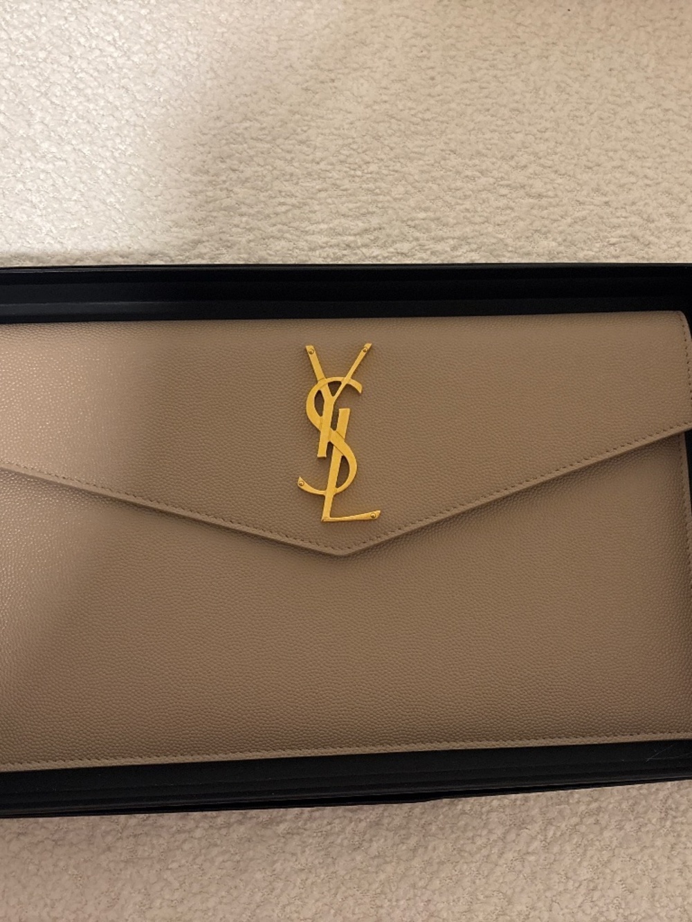 YSL Uptown Pouch Dark Beige